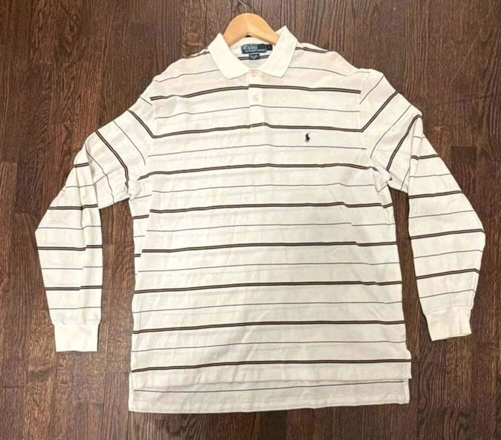 Polo by Ralph Lauren Pima Cotton Striped Long Sleeve Polo Shirt